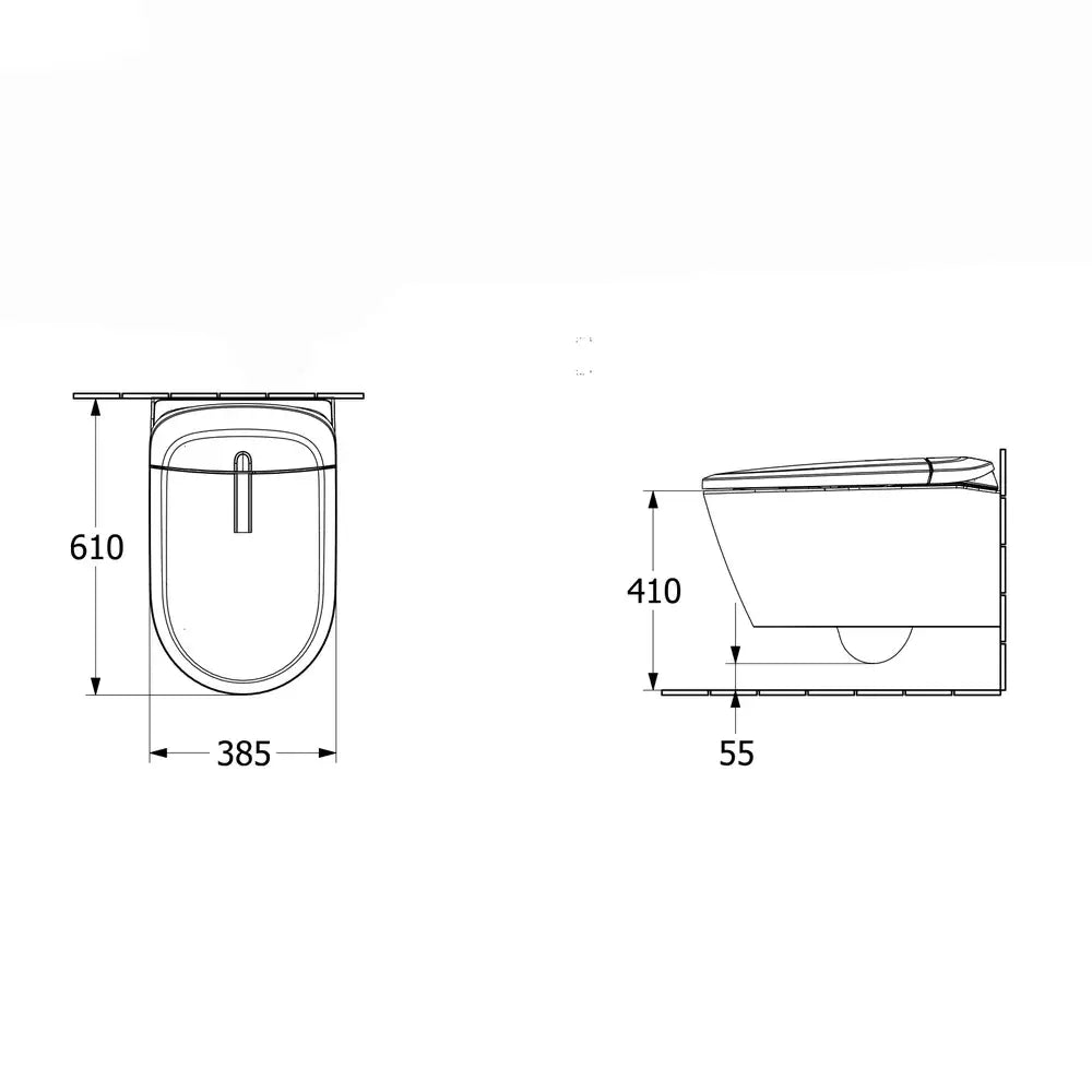 Set Vas WC cu bideu electronic suspendat cu capac soft close si telecomanda Villeroy & Boch Supreo Select Rimless 39x61 cm evacuare orizontala, negru mat