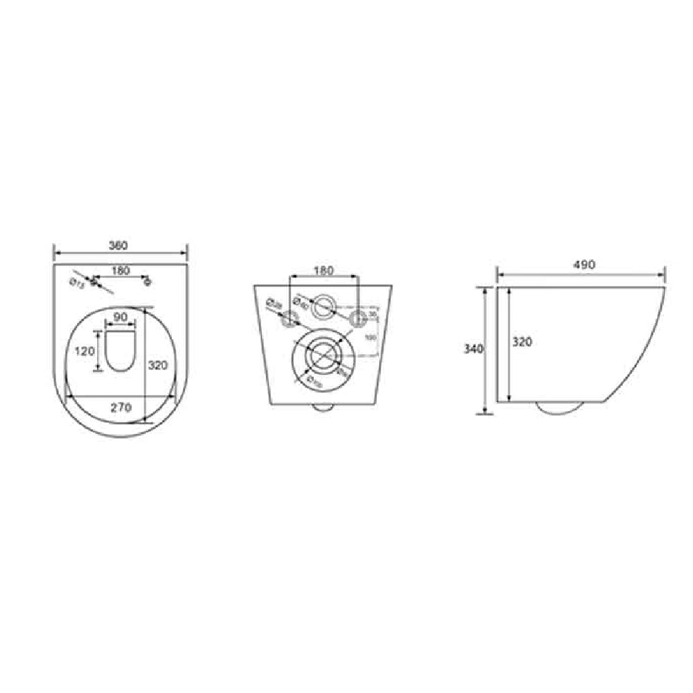 Set Vas WC suspendat cu capac soft close Fluminia Ricci Tornado Flush 36x49 cm evacuare orizontala, negru mat