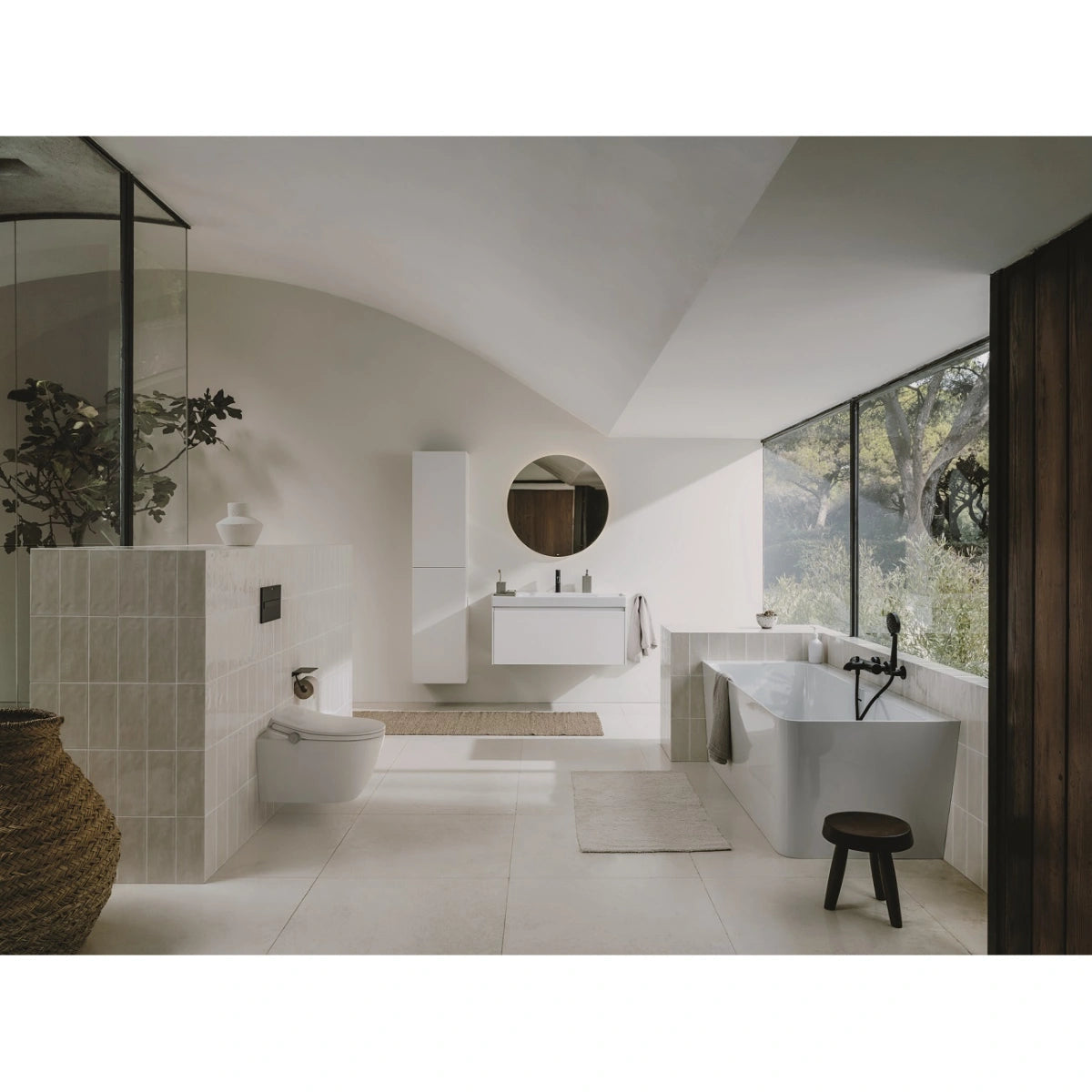 Set Vas WC cu bideu electronic suspendat cu capac soft close incalzit Roca Ona In-Wash Rimless 39x53 cm evacuare dubla