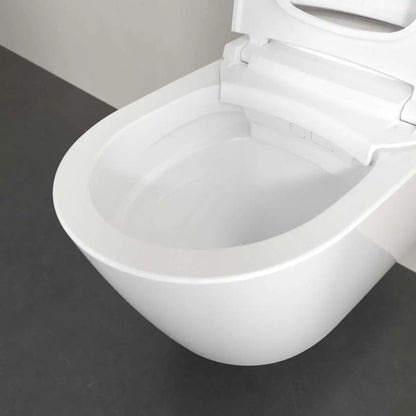 Set Vas WC cu bideu electronic suspendat cu capac soft close si telecomanda Villeroy & Boch Supreo Select Rimless 39x61 cm evacuare orizontala, alb alpin