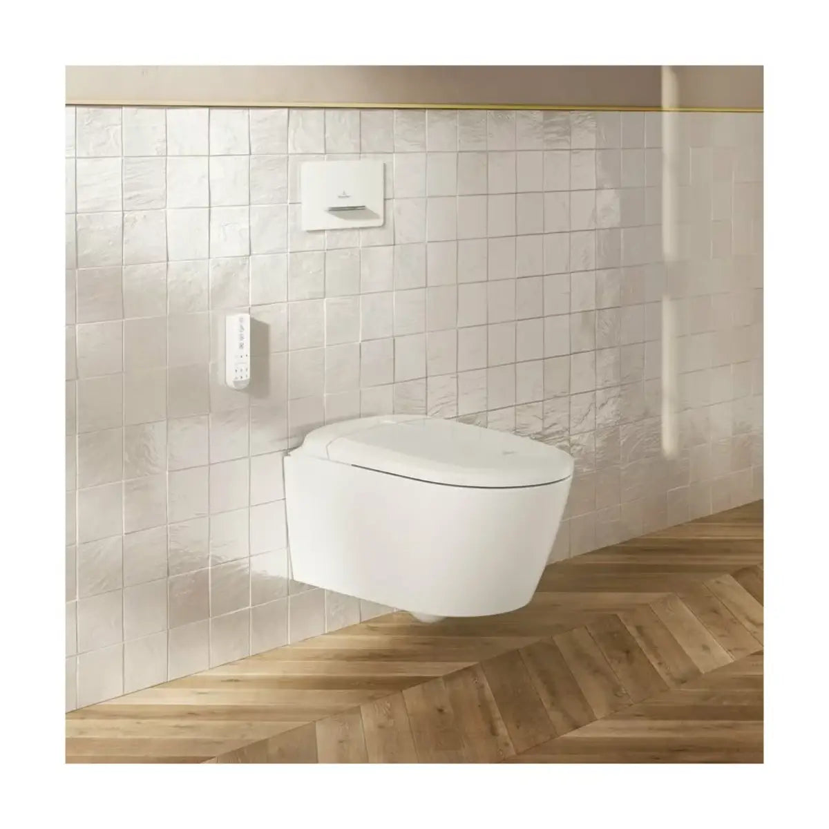 Set Vas WC cu bideu electronic suspendat cu capac soft close si telecomanda Villeroy & Boch Supreo Select Rimless 39x61 cm evacuare orizontala, alb alpin