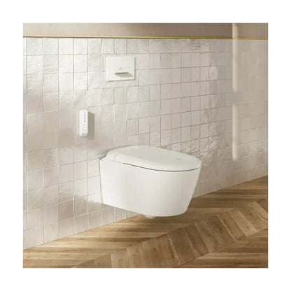 Set Vas WC cu bideu electronic suspendat cu capac soft close si telecomanda Villeroy & Boch Supreo Select Rimless 39x61 cm evacuare orizontala, alb alpin