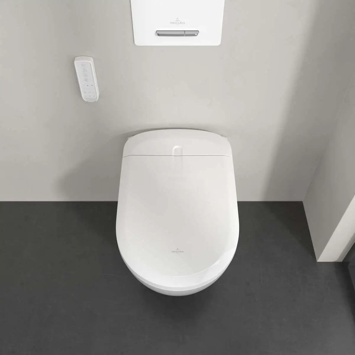 Set Vas WC cu bideu electronic suspendat cu capac soft close si telecomanda Villeroy & Boch Supreo Select Rimless 39x61 cm evacuare orizontala, alb alpin