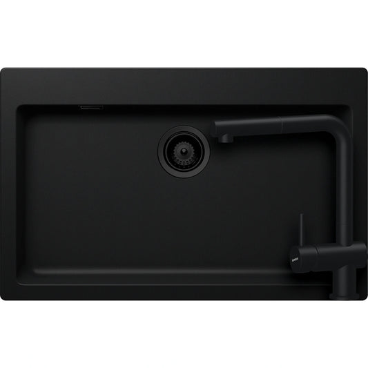 Schock Signus N-100XL Set chiuveta bucatarie granit Cristadur 79x50 cm si baterie Epos Puro, negru (puro)