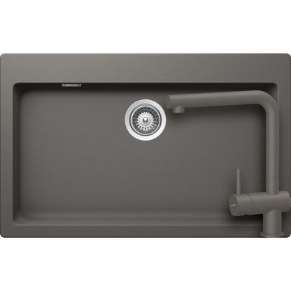 Schock Signus N-100XL Set chiuveta bucatarie granit Cristadur 79x50 cm si baterie Epos Silverstone, gri (silverstone)