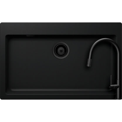 Schock Signus N-100XL Set chiuveta bucatarie granit Cristadur 79x50 cm si baterie Talia Black, negru (puro)