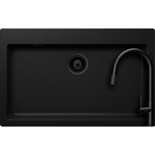 Schock Signus N-100XL Set chiuveta bucatarie granit Cristadur 79x50 cm si baterie Talia Black, negru (puro)