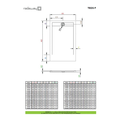Cadita dus patrata compozit Radaway Teos C 90x90 cm, alb (Resigilate)