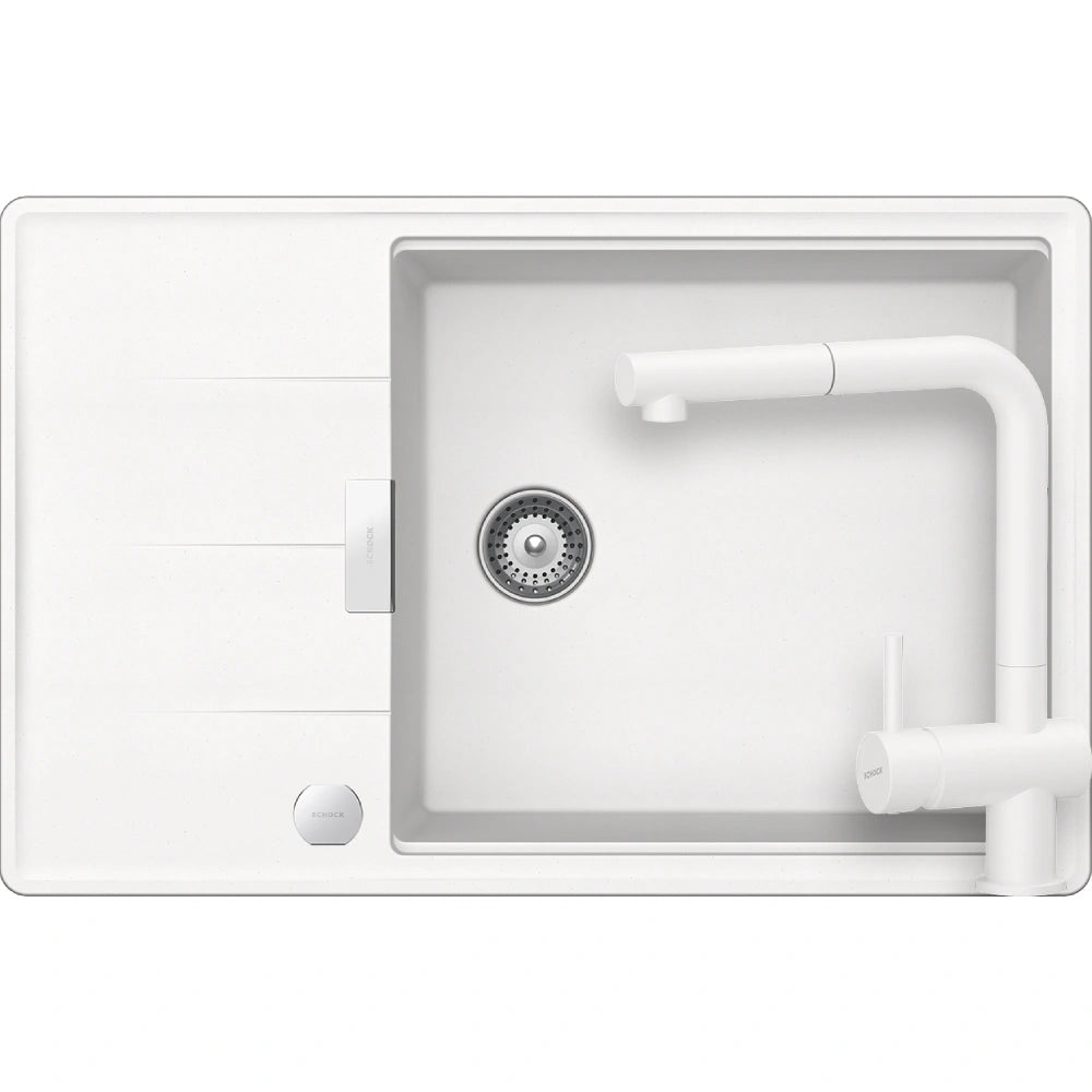 Schock Tia D-100LS Set chiuveta bucatarie granit Cristadur 78x50 cm si baterie Epos Polaris, alb (polaris)