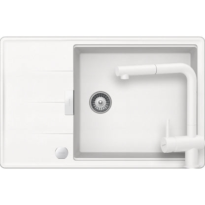 Schock Tia D-100LS Set chiuveta bucatarie granit Cristadur 78x50 cm si baterie Epos Polaris, alb (polaris)