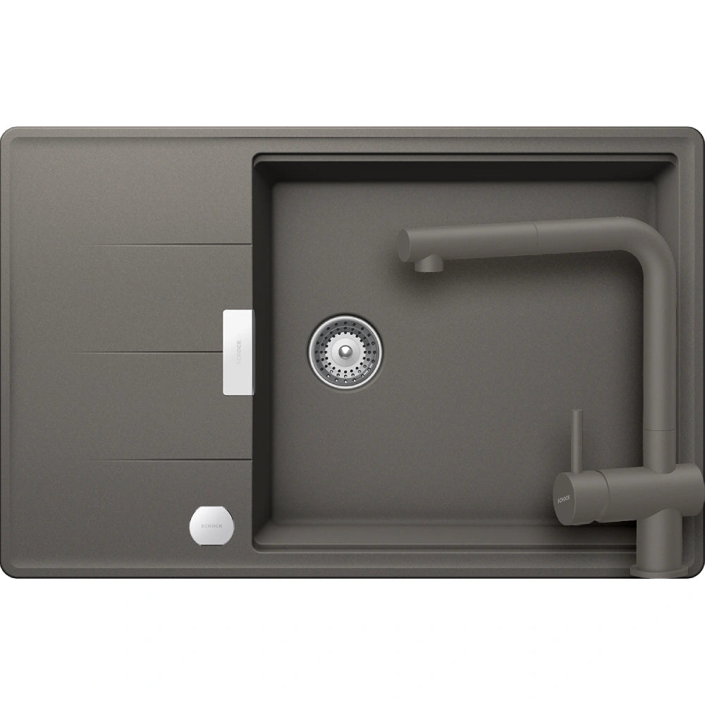 Schock Tia D-100LS Set chiuveta bucatarie granit Cristadur 78x50 cm si baterie Epos Silverstone, gri (silverstone)