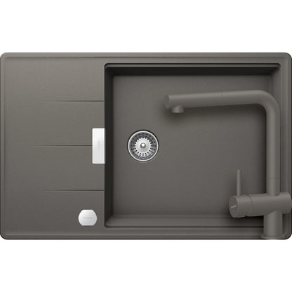 Schock Tia D-100LS Set chiuveta bucatarie granit Cristadur 78x50 cm si baterie Epos Silverstone, gri (silverstone)