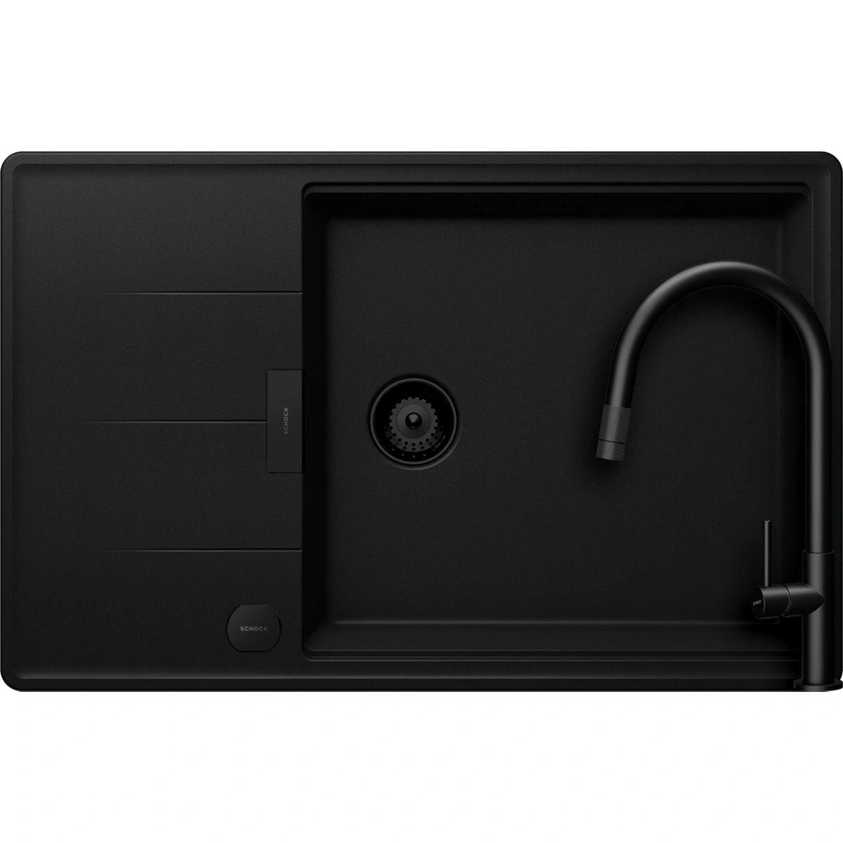 Schock Tia D-100LS Set chiuveta bucatarie granit Cristadur 78x50 cm si baterie Talia Black, negru (puro)