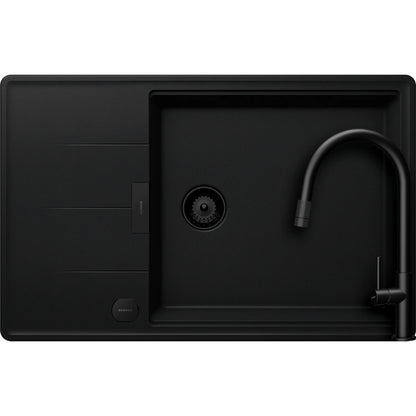 Schock Tia D-100LS Set chiuveta bucatarie granit Cristadur 78x50 cm si baterie Talia Black, negru (puro)