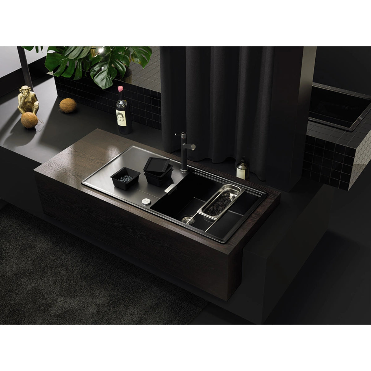Schock Tia D-100L Chiuveta bucatarie granit Cristadur 100x50 cm, negru (puro)