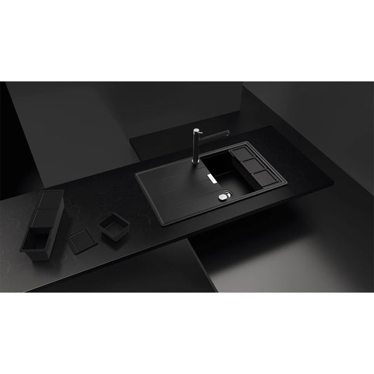 Schock Tia D-100 Chiuveta bucatarie granit Cristadur 86x50 cm, negru (puro)