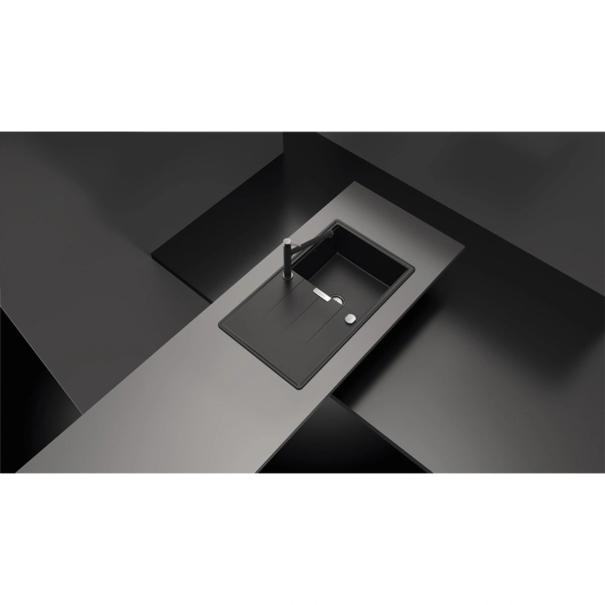 Schock Tia D-100 Chiuveta bucatarie granit Cristadur 86x50 cm, negru (puro)