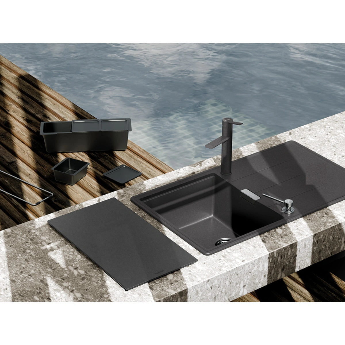 Schock Tia D-100 Chiuveta bucatarie granit Cristadur 86x50 cm, gri (stone)