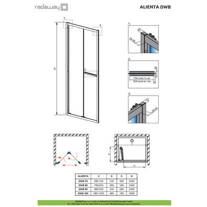 Usa dus plianta Radaway Alienta DWB 90 cm, profil crom
