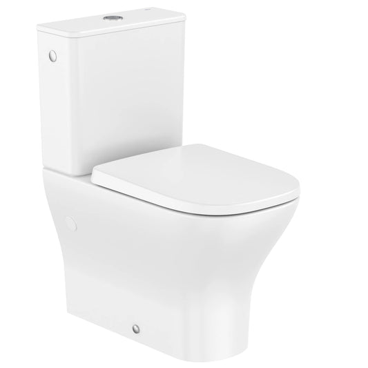 Vas WC pe pardoseala Roca Optica Rimless Vortex 37x63 cm lipit de perete, evacuare orizontala sau verticala