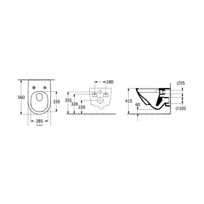Vas WC suspendat Villeroy & Boch Subway 3.0 TwistFlush CeramicPlus 37x56 cm evacuare orizontala, alb mat