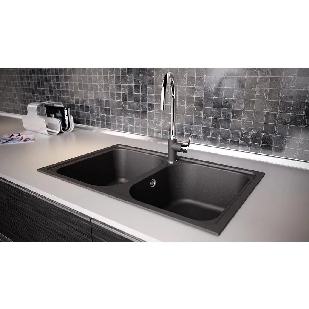 Schock Viola N-200S Chiuveta bucatarie granit Cristalite 79x50 cm, negru (nero)