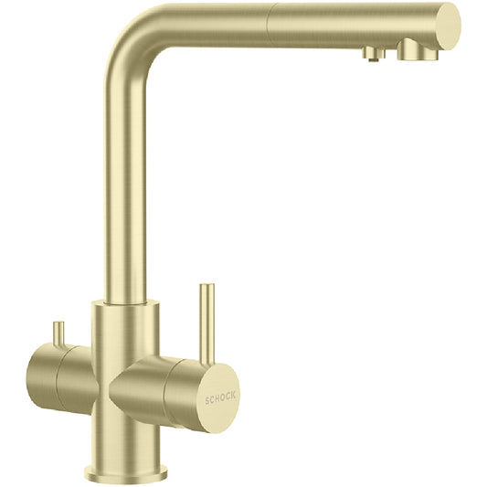 Schock Vitus Baterie bucatarie cu optiune de filtrare cu dus extractibil, auriu (white gold)