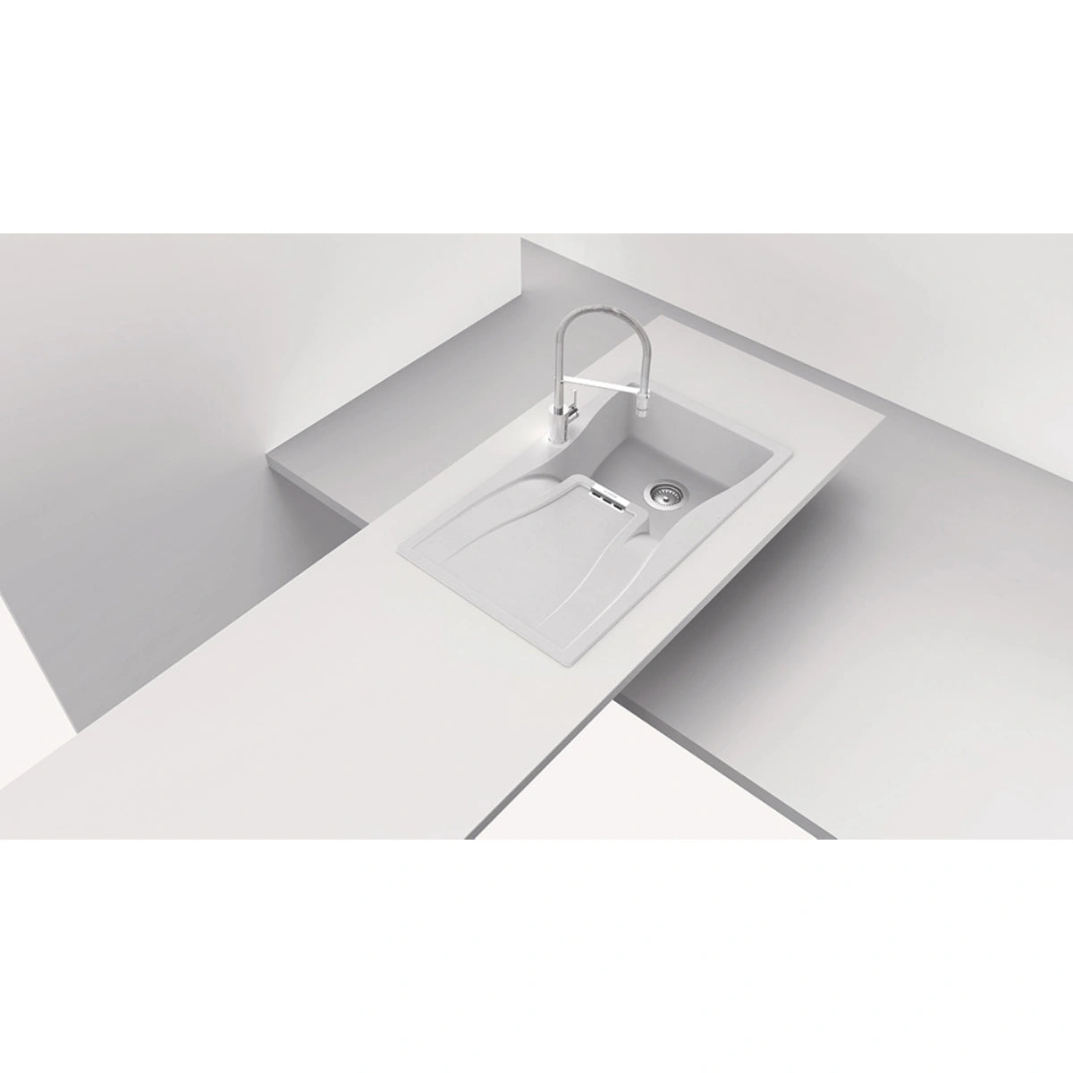 Schock Waterfall D-100 Chiuveta bucatarie granit Cristadur 86x50 cm, alb (polaris)