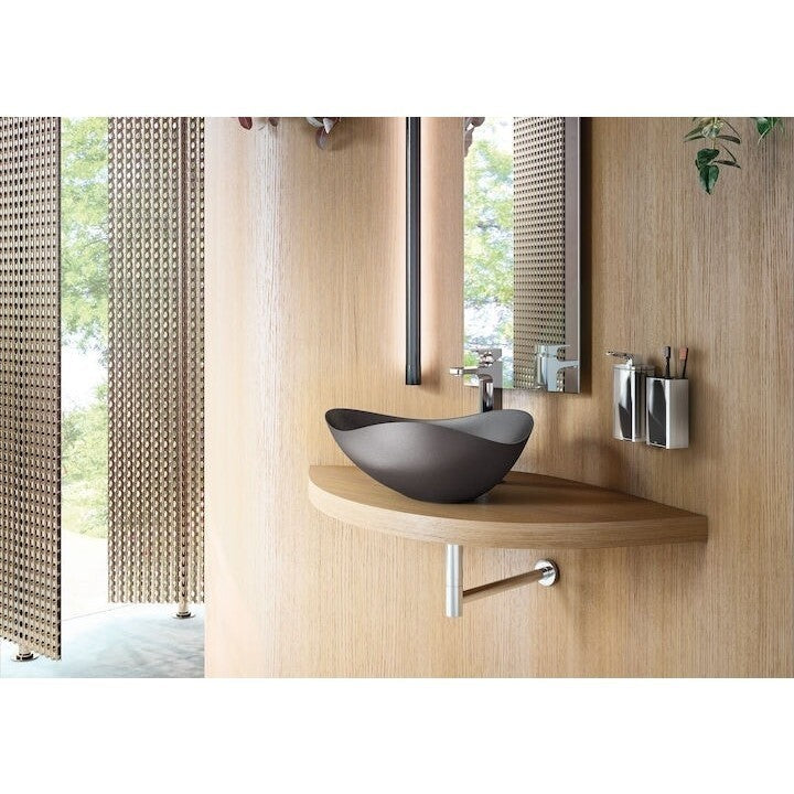 Set promo lavoar baie pe blat, antracit, Roca Ohtake 54x38 cm, cu baterie Naia aurie