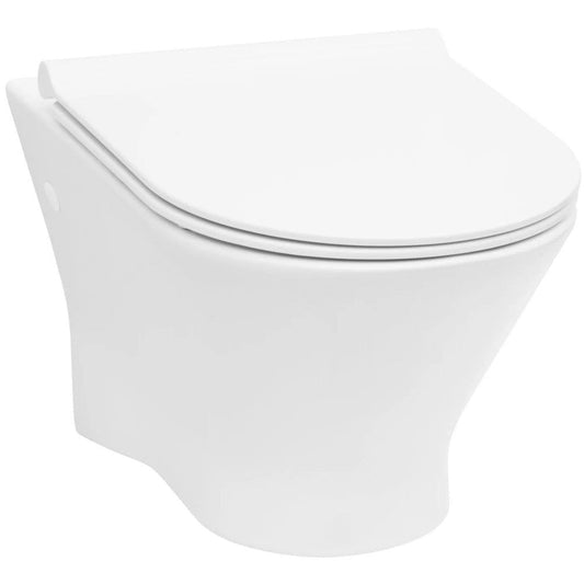 Set promo Vas WC suspendat cu rezervor incastrat si capac soft close Roca Nexo Rimless 36x53 cm evacuare orizontala