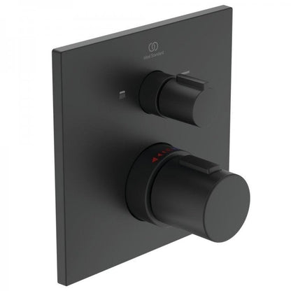 Set promo Sistem dus incastrat cu termostat Ideal Standard IdealRain, cu baterie patrata, negru mat