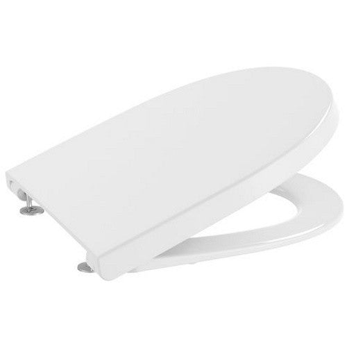 Set Vas WC pe pardoseala cu capac si bideu Roca Meridian Compact Rimless 36x60 cm evacuare orizontala sau verticala, lipit de perete