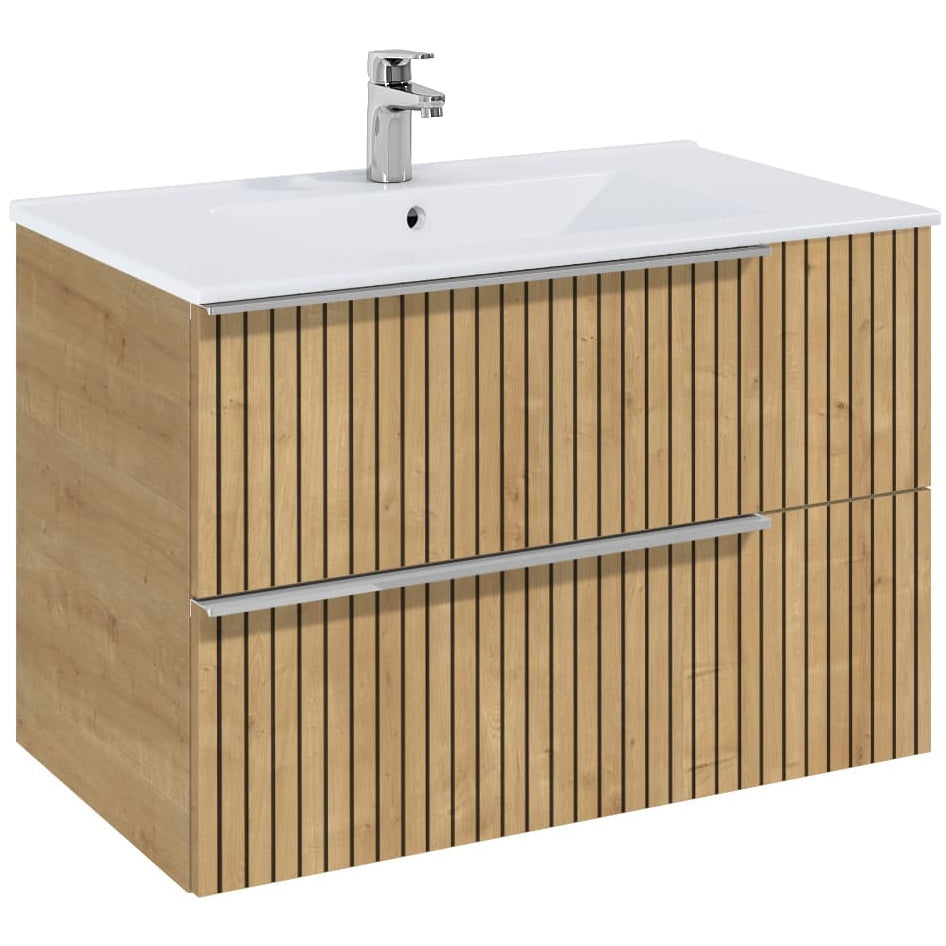 Set mobilier baie riflaj (masca si lavoar cu doua sertare) Roca