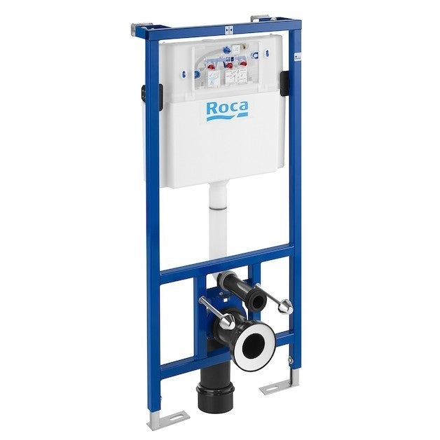 Set promo Vas WC suspendat cu rezervor incastrat si capac soft close Roca Duplo Ona Rimless 36x53 cm evacuare orizontala, alb