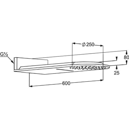 Palarie dus fix Kludi A-QA, Ø25 cm cu jet Cascade, crom