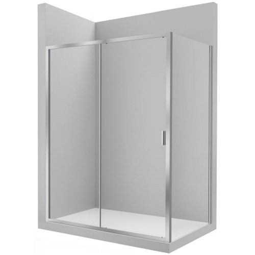 Cabina dus dreptunghiulara cu usa glisanta Roca Victoria 130x70 cm, profil crom