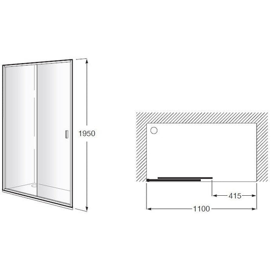 Cabina dus dreptunghiulara cu usa glisanta Roca Victoria 110x80 cm, profil crom