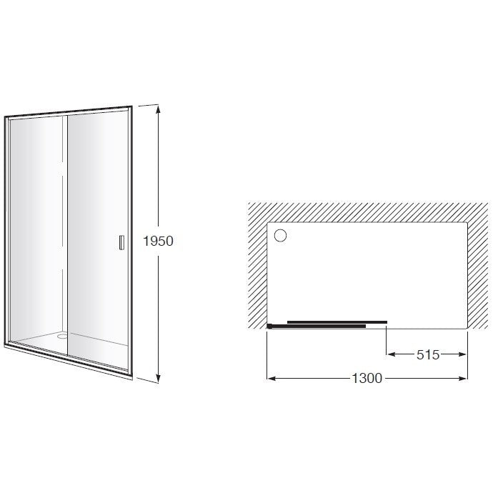 Cabina dus dreptunghiulara cu usa glisanta Roca Victoria 130x80 cm, profil crom