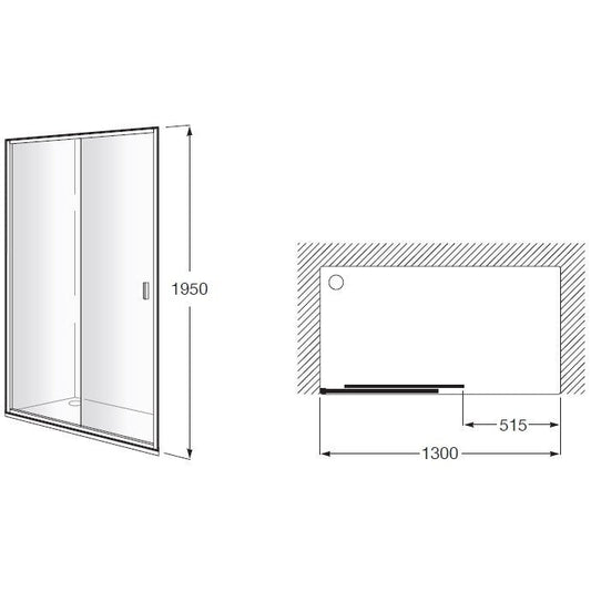 Cabina dus dreptunghiulara cu usa glisanta Roca Victoria 130x80 cm, profil crom