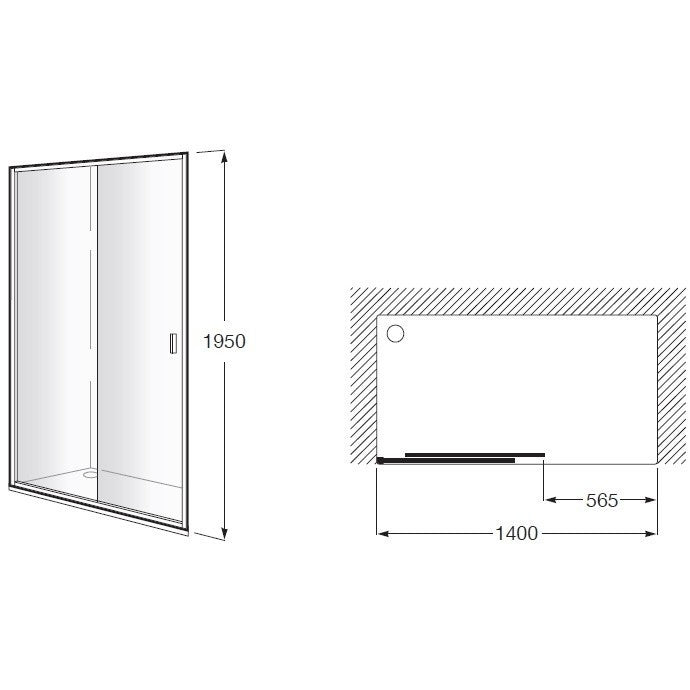 Cabina dus dreptunghiulara cu usa glisanta Roca Victoria 140x70 cm, profil crom
