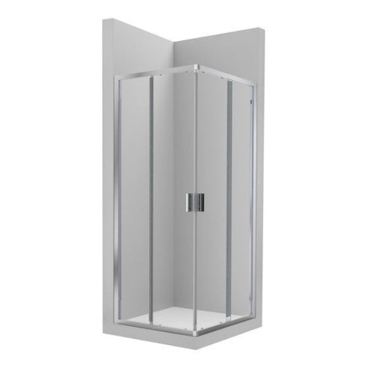 Cabina dus patrata cu usi glisante Roca Victoria 90x90 cm, profil crom