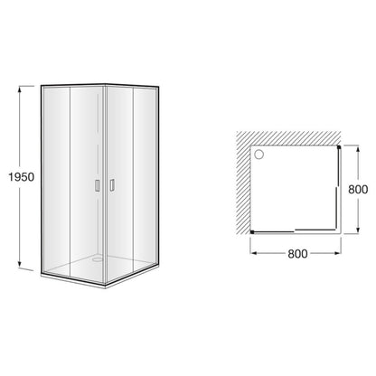 Cabina dus patrata cu usi glisante Roca Victoria 80x80 cm, profil crom