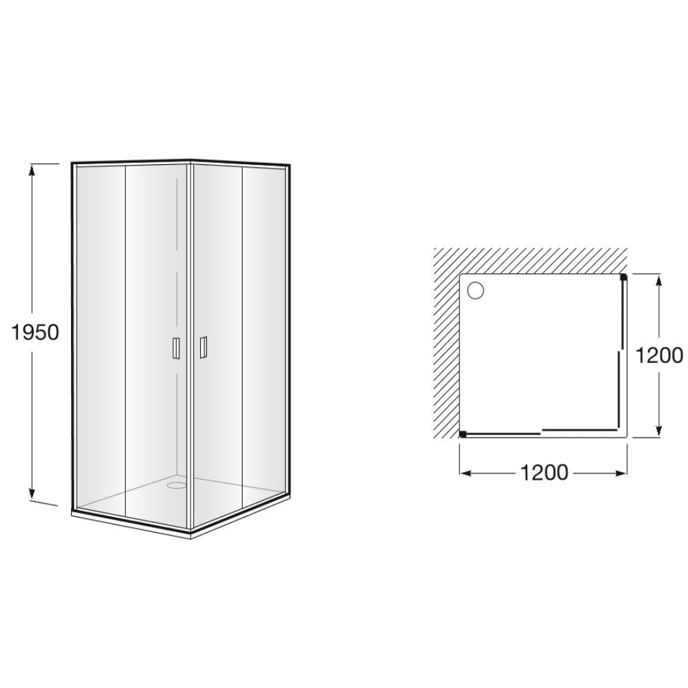 Cabina dus patrata cu usi glisante Roca Victoria 120x120 cm, profil crom