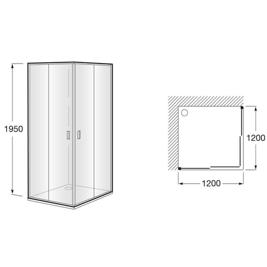 Cabina dus patrata cu usi glisante Roca Victoria 120x120 cm, profil crom