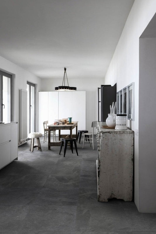 Gresie interior portelanata rectificata antracit 75x75 cm, Marazzi Mystone Ardesia Antracite