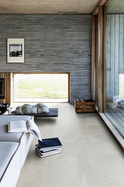 Gresie interior portelanata rectificata alba 30x60 cm, Marazzi Mystone Ardesia Bianco