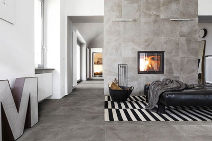 Gresie interior portelanata rectificata gri 75x150 cm, Marazzi Mystone Ardesia Cenere