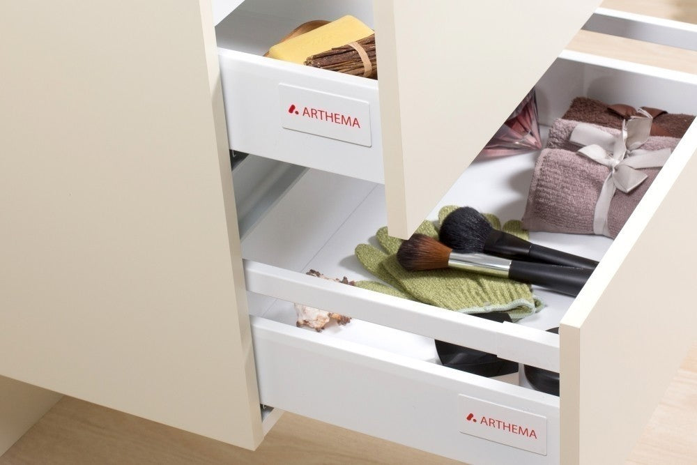 Set promo mobilier baie (masca cu 2 sertare si lavoar) Arthema Frame 60 cm, alb mat