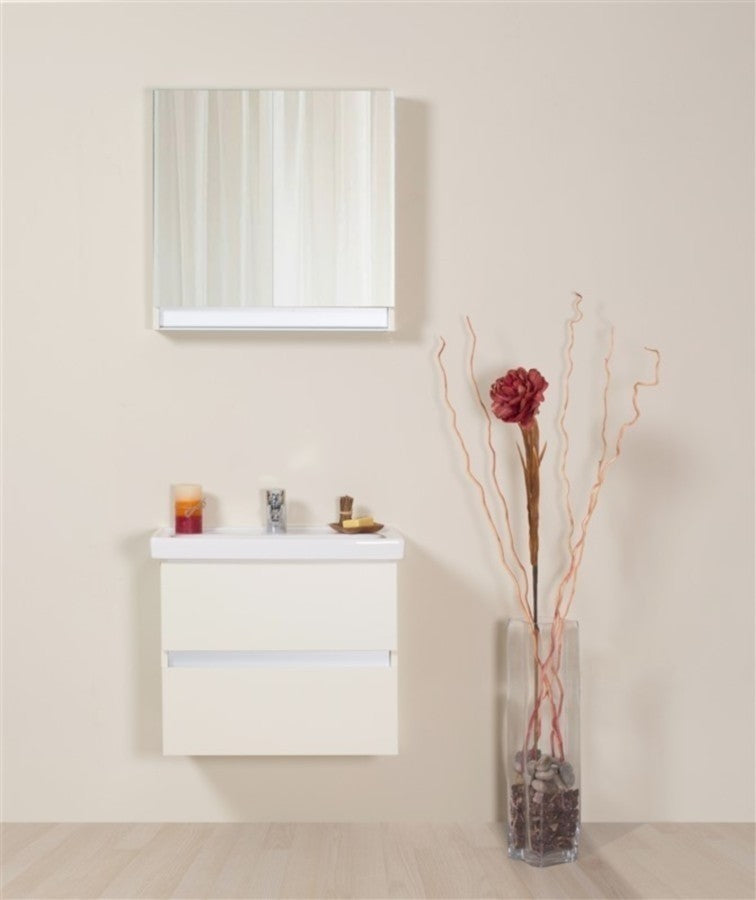 Set promo mobilier baie (masca cu 2 sertare si lavoar) Arthema Frame 60 cm, alb mat