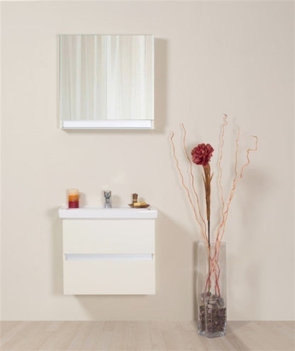 Set promo mobilier baie (masca cu 2 sertare si lavoar) Arthema Frame 60 cm, alb mat